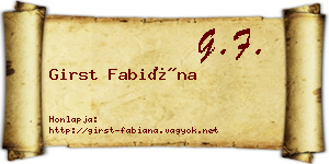 Girst Fabiána névjegykártya